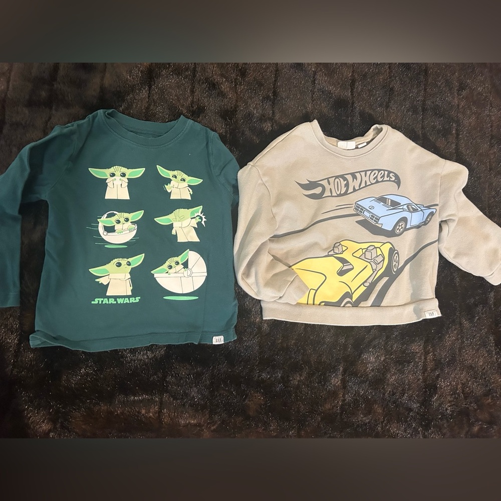 Boys Size 4 GAP Lot | Star Wars Grogu Long Sleeve + Hot Wheels Sweatshirt